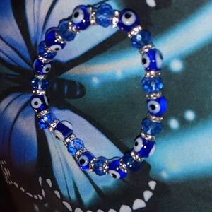 MURANO GLASS EVIL EYE BEADS HAND BLOWN BRACELET FITS 6 to 8 in